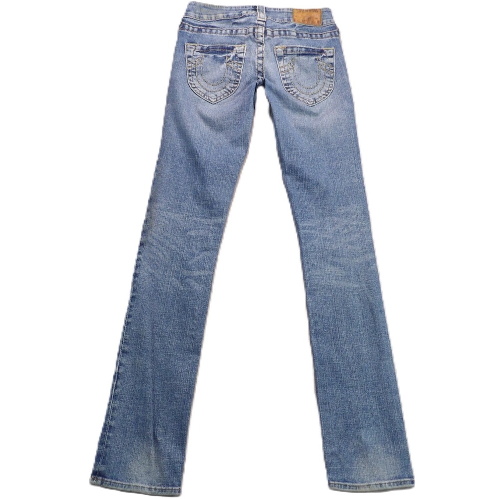 True Religion Jeans Women 27 Blue Low Rise Bootcut USA Made Y2K Horseshoe Pocket